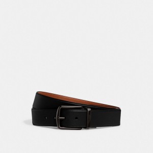 Black Men Coach Harness Buckle Cut To Size Reversible Belt 38 Mm Belts | MY_CH35643