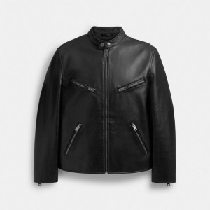 Black Men Coach Leather Racer Jackets | MY_CH45326