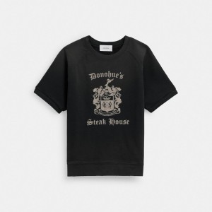 Black Men Coach Shrunken Raglan Crewneck T Shirts | MY_CH99876