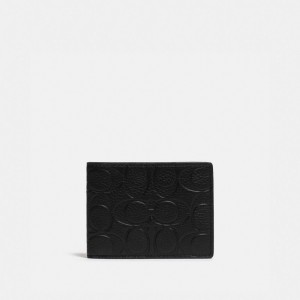 Black Men Coach Slim Billfold Wallet In Signature Leather Pebble Leather Billfolds | MY_CH55557