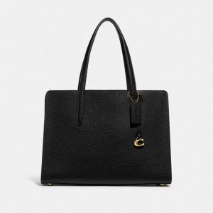 Black Women Coach Carter Polished Pebble Leather Handbag | MY_CH67420