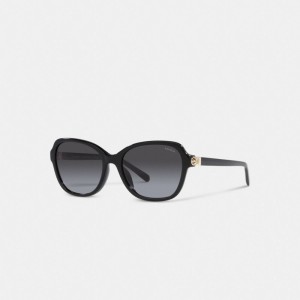 Black Women Coach Hinged Horse And Carriage Square Sunglasses | MY_CH77484