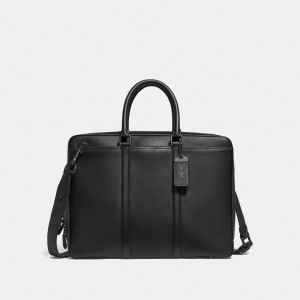 Black Women Coach Metropolitan Slim Copper Briefcase | MY_CH18199