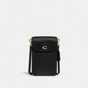 Black Women Coach Phone Brass Crossbody Bags | MY_CH31878