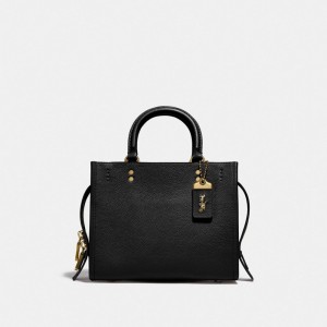 Black Women Coach Rogue 25 Pebble Leather Shoulder Bags | MY_CH74975