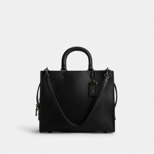 Black Women Coach Rogue Glovetanned Leather Handbag | MY_CH23554