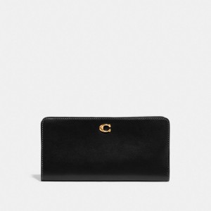 Black Women Coach Skinny Refined Calf Leather Large Wallets | MY_CH36686