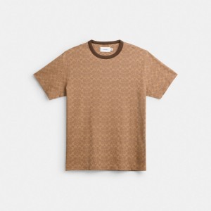 Brown Men Coach Signature T Shirts | MY_CH90650