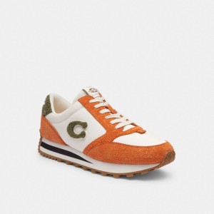 Brown Orange Men Coach Runner Spice Sneakers | MY_CH32481