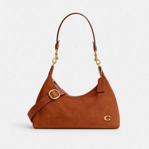 Brown Women Coach Juliet Brass Shoulder Bags | MY_CH97912