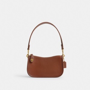 Brown Women Coach Swinger 20 Smooth Leather Shoulder Bags | MY_CH71891