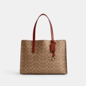 Brown / Red Women Coach Carter In Signature Handbag | MY_CH46459