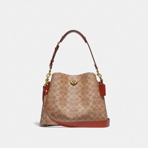 Brown / Red Women Coach Willow In Signature Shoulder Bags | MY_CH89354