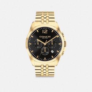 Gold Men Coach Greyson 43 Mm Watches | MY_CH27029