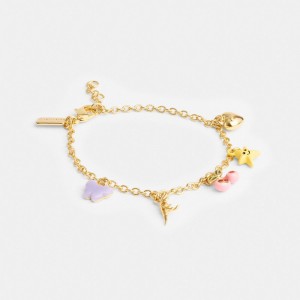 Gold Women Coach Cherry And Heart Charm Bracelets | MY_CH73017