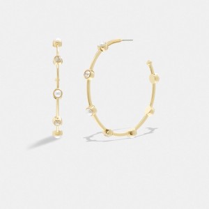 Gold Women Coach Classic Pearl Large Hoop Earrings | MY_CH35795