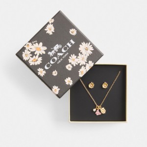 Gold Women Coach Garden Charms Pendant Necklace And Set Earrings | MY_CH22201