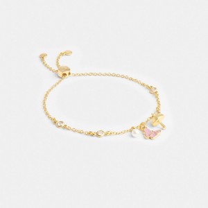 Gold Women Coach Garden Charms Slider Bracelets | MY_CH66970