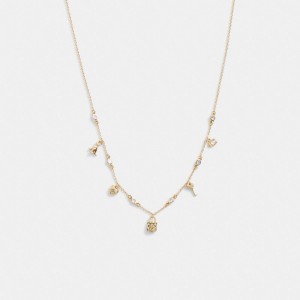 Gold Women Coach Mini Iconic Charm Necklace | MY_CH39132