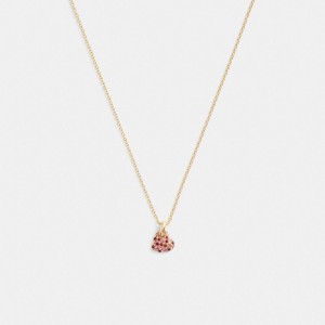 Gold Women Coach Pavé Heart Pendant Necklace | MY_CH94637