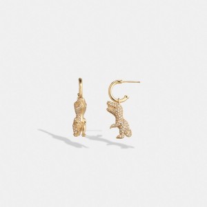 Gold Women Coach Pavé Rexy Huggie Earrings | MY_CH64116