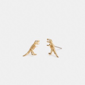 Gold Women Coach Skeletal Rexy Stud Earrings | MY_CH60172