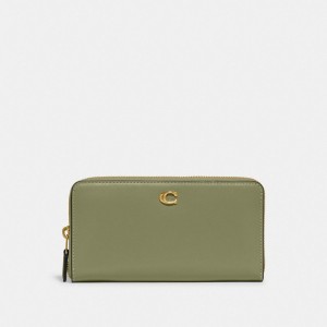 Green Women Coach Accordion Zip Refined Calf Leather Large Wallets | MY_CH84034