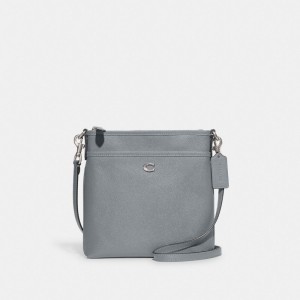 Grey Blue Women Coach Kitt Messenger Crossgrain Leather Crossbody Bags | MY_CH94802