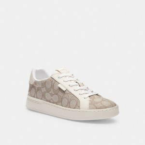 Grey Women Coach Lowline Low Top Stone Sneakers | MY_CH57158