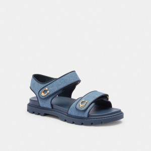 Indigo Blue Women Coach Brynn Indigo Denim Sandals | MY_CH86813