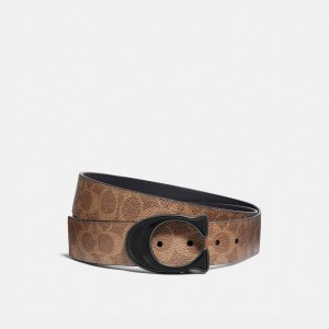 Khaki Men Coach Signature Buckle Cut To Size Reversible Belt 38 Mm Belts | MY_CH12456