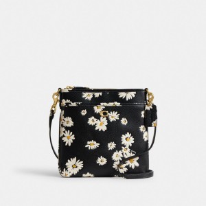 Multicolor Women Coach Kitt Messenger With Floral Print Brass Crossbody Bags | MY_CH93939