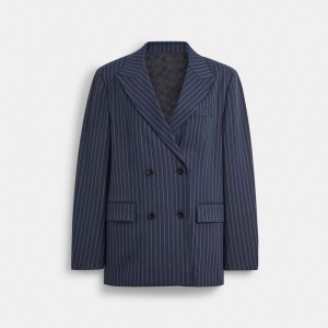 Navy / White Women Coach Double Breasted Jackets | MY_CH84000