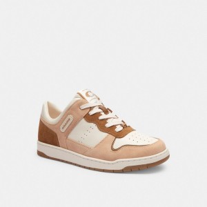 Pink / White Women Coach C201 Low Top Chalk Sneakers | MY_CH69646