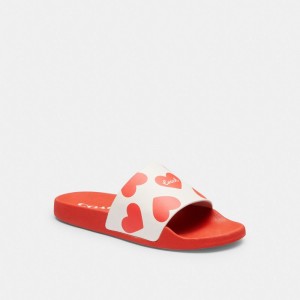 Red Women Coach Udele Sport With Valentine's Print Rubber Sandals | MY_CH80143