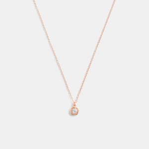 Rose Gold Women Coach Halo Tea Pendant Necklace | MY_CH54317