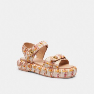 Rose Women Coach Peyton Leather Sandals | MY_CH70162