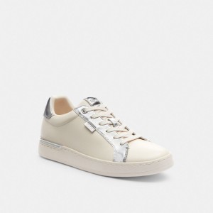 Silver Women Coach Lowline Low Top Chalk Sneakers | MY_CH53627