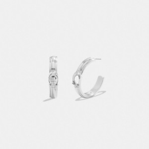 Silver Women Coach Tabby Hoop Earrings | MY_CH93536