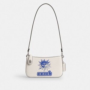 Silver Women Coach The Lil Nas X Drop Penn Refined Calf Leather Shoulder Bags | MY_CH83414