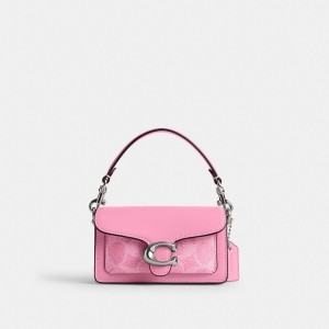 Silver / Pink Women Coach Tabby 12 In Signature Crossbody Bags | MY_CH85923