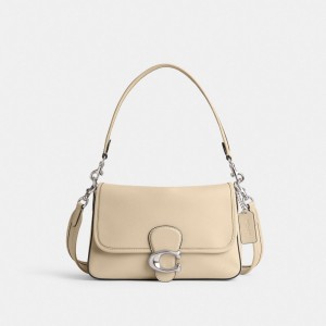 Silver / White Women Coach Soft Tabby Smooth Leather Shoulder Bags | MY_CH52424