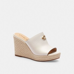 White Women Coach Gloria Wedge Chalk Sandals | MY_CH96102