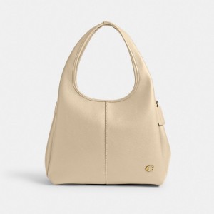 White Women Coach Lana Polished Pebble Leather Shoulder Bags | MY_CH30154