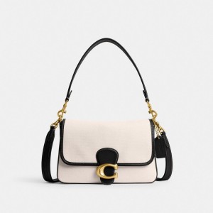 White Women Coach Soft Tabby Brass Shoulder Bags | MY_CH58956