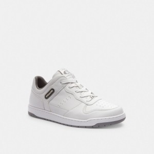 White / Grey Men Coach C201 Optic Sneakers | MY_CH84889