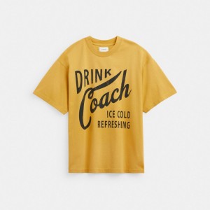 Yellow Men Coach Americana T Shirts | MY_CH70491