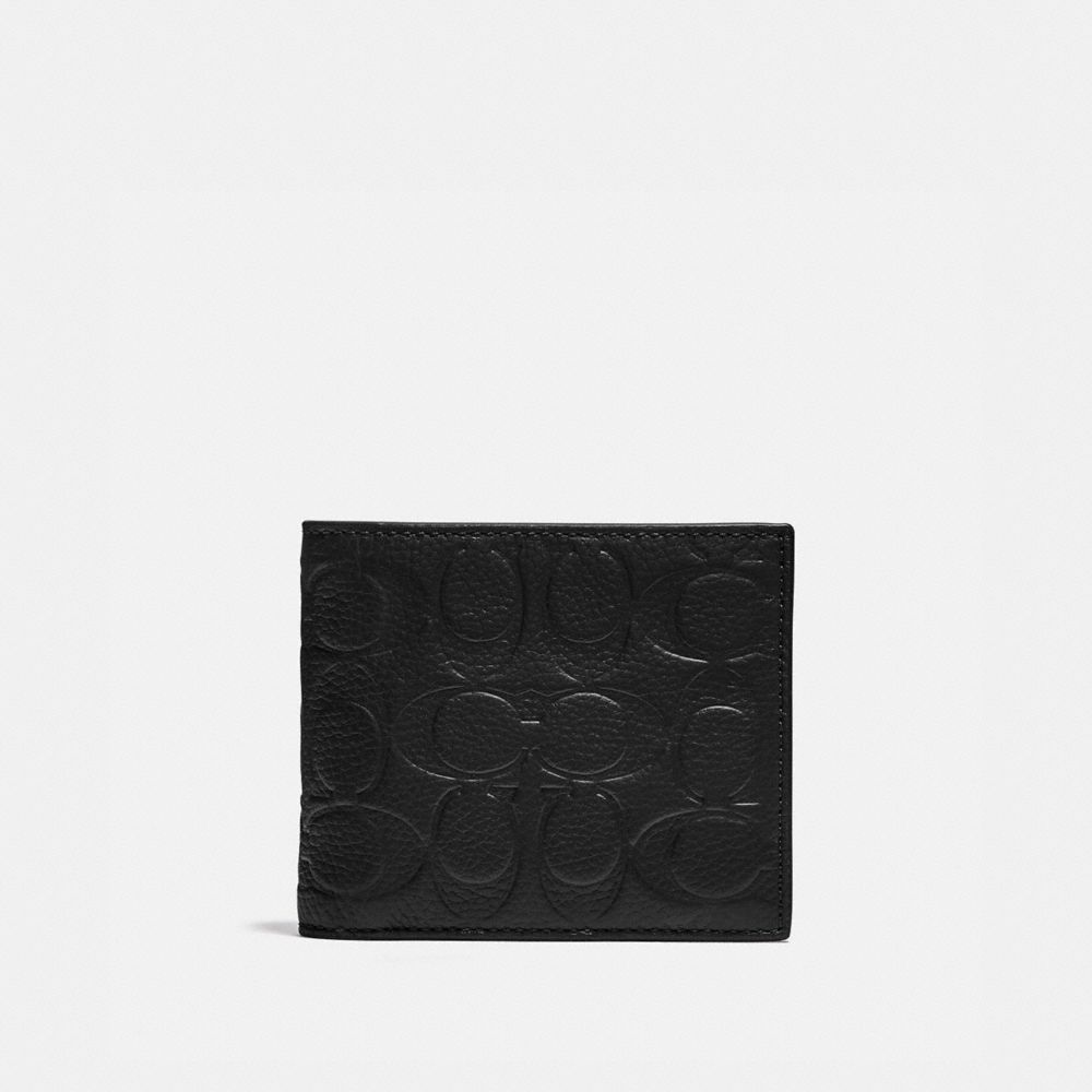 Black Men Coach 3 In 1 Wallet In Signature Leather Pebble Leather Billfolds | MY_CH64462