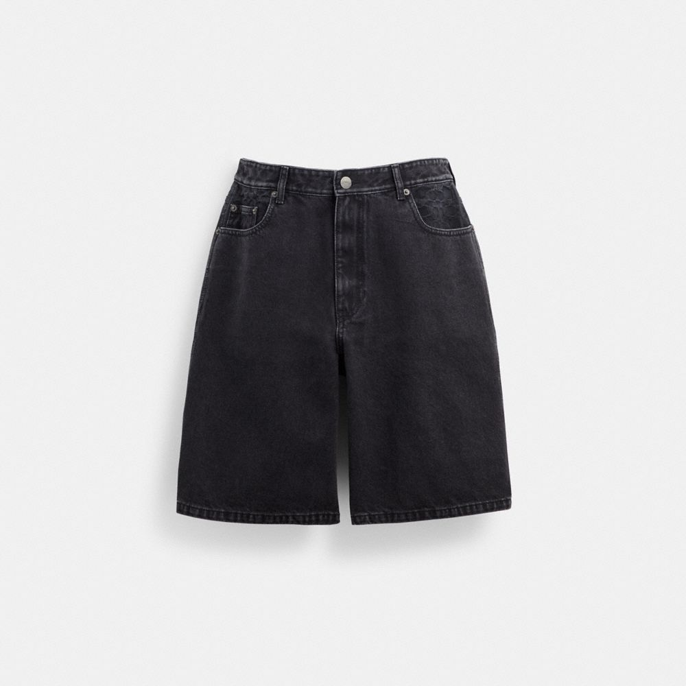 Black Men Coach Black Denim In Organic Cotton Denim Shorts | MY_CH93824