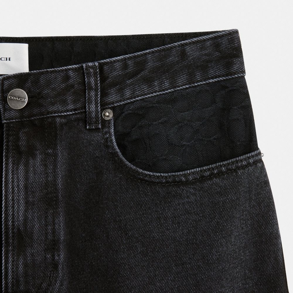 Black Men Coach Black Taper In Organic Cotton Jeans | MY_CH29126